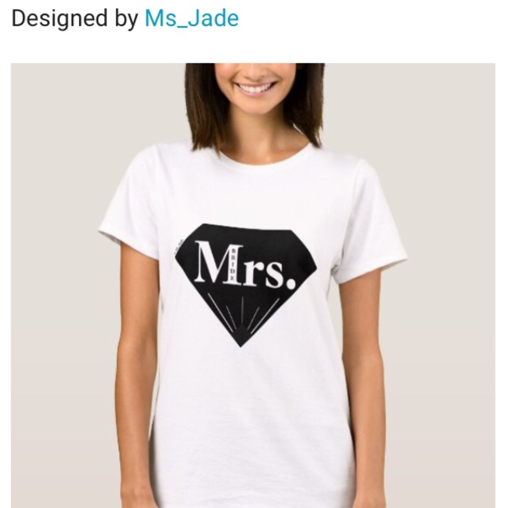 Simple Modern Diamond Engaged Mrs. Bride Tee 💎✨👰